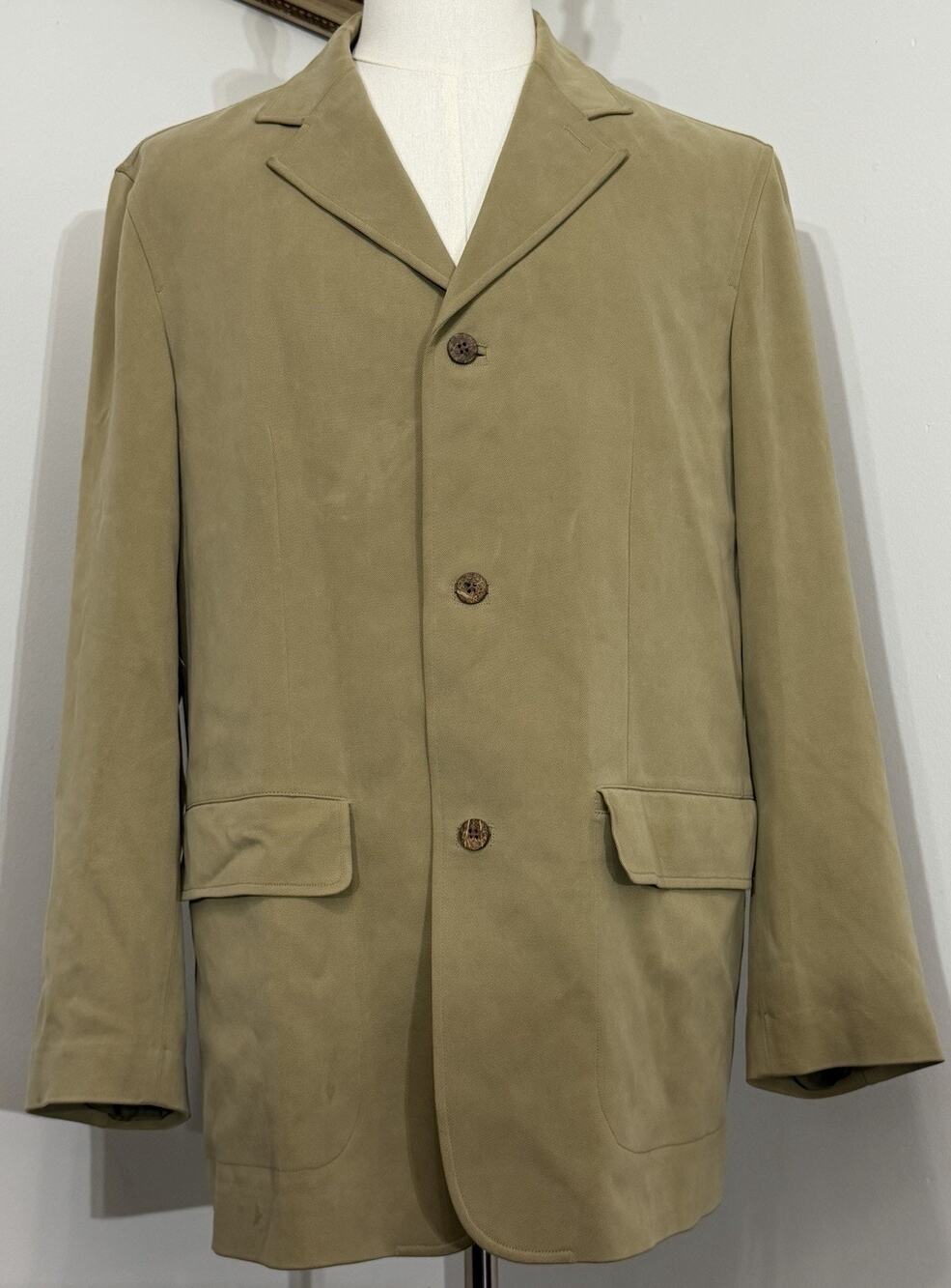 Tommy Bahama Men's 100% Silk Khaki Tan Blazer Cost Size M Medium Island Soft